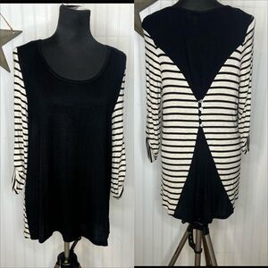 Charming Charlie Black and White Striped Tunic